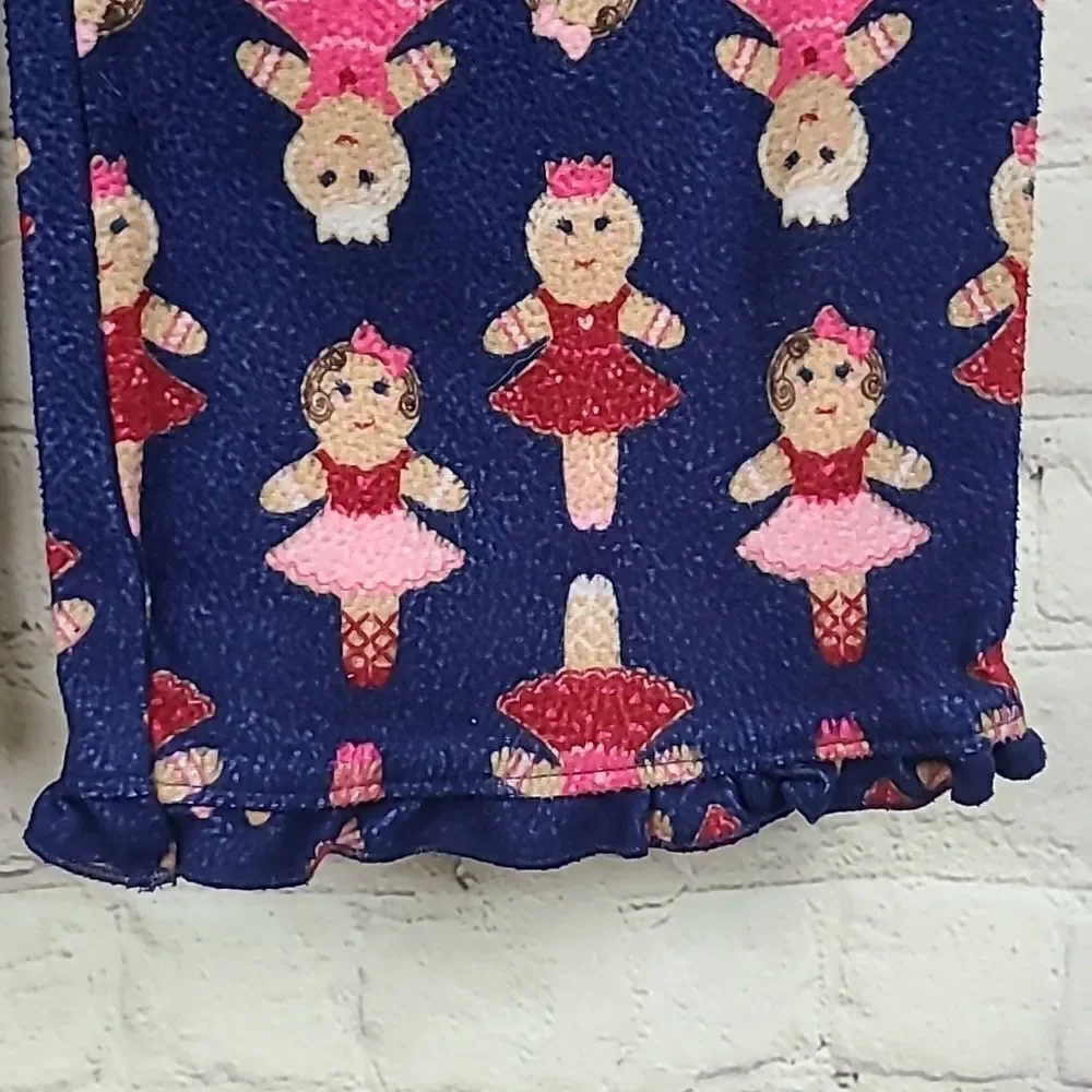 Gymboree Gingerbread Ballerina Girls 5/6 Navy Long Sleeve Flannel Pajama Set